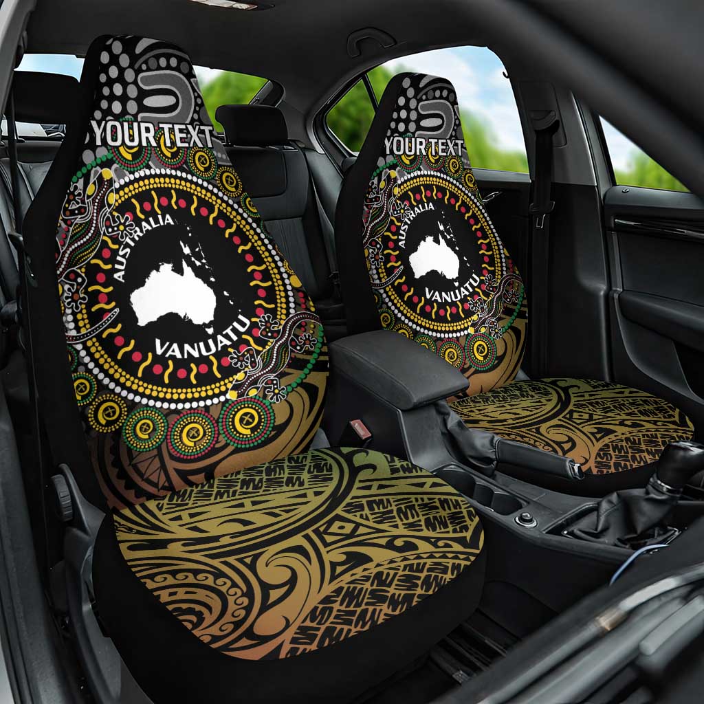 Personalised Australia And Vanuatu Car Seat Cover Aboriginal Lizard Polynesia Ni-Van Pig Tusk LT14 One Size Black - Polynesian Pride