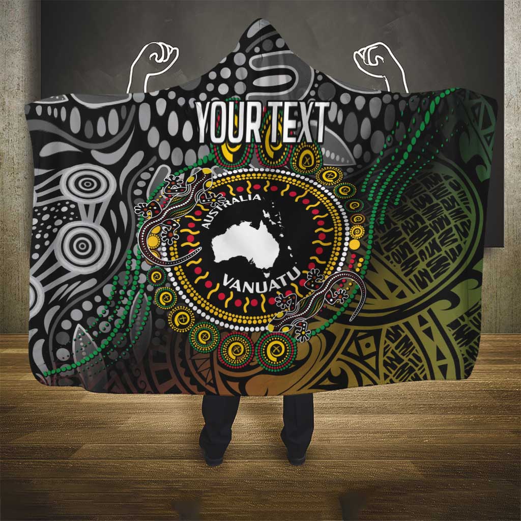 Personalised Australia And Vanuatu Hooded Blanket Aboriginal Lizard Polynesia Ni-Van Pig Tusk LT14 - Polynesian Pride