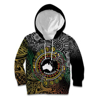 Personalised Australia And Vanuatu Kid Hoodie Aboriginal Lizard Polynesia Ni-Van Pig Tusk LT14 Hoodie Black - Polynesian Pride