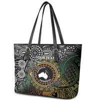 Personalised Australia And Vanuatu Leather Tote Bag Aboriginal Lizard Polynesia Ni-Van Pig Tusk LT14 - Polynesian Pride
