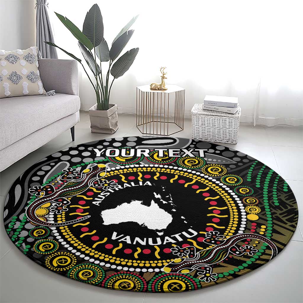 Personalised Australia And Vanuatu Round Carpet Aboriginal Lizard Polynesia Ni-Van Pig Tusk LT14 - Polynesian Pride