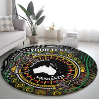 Personalised Australia And Vanuatu Round Carpet Aboriginal Lizard Polynesia Ni-Van Pig Tusk LT14 - Polynesian Pride