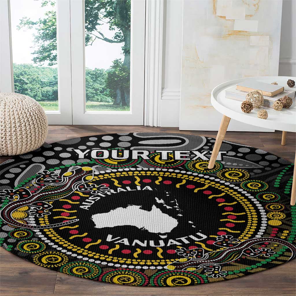 Personalised Australia And Vanuatu Round Carpet Aboriginal Lizard Polynesia Ni-Van Pig Tusk LT14 - Polynesian Pride
