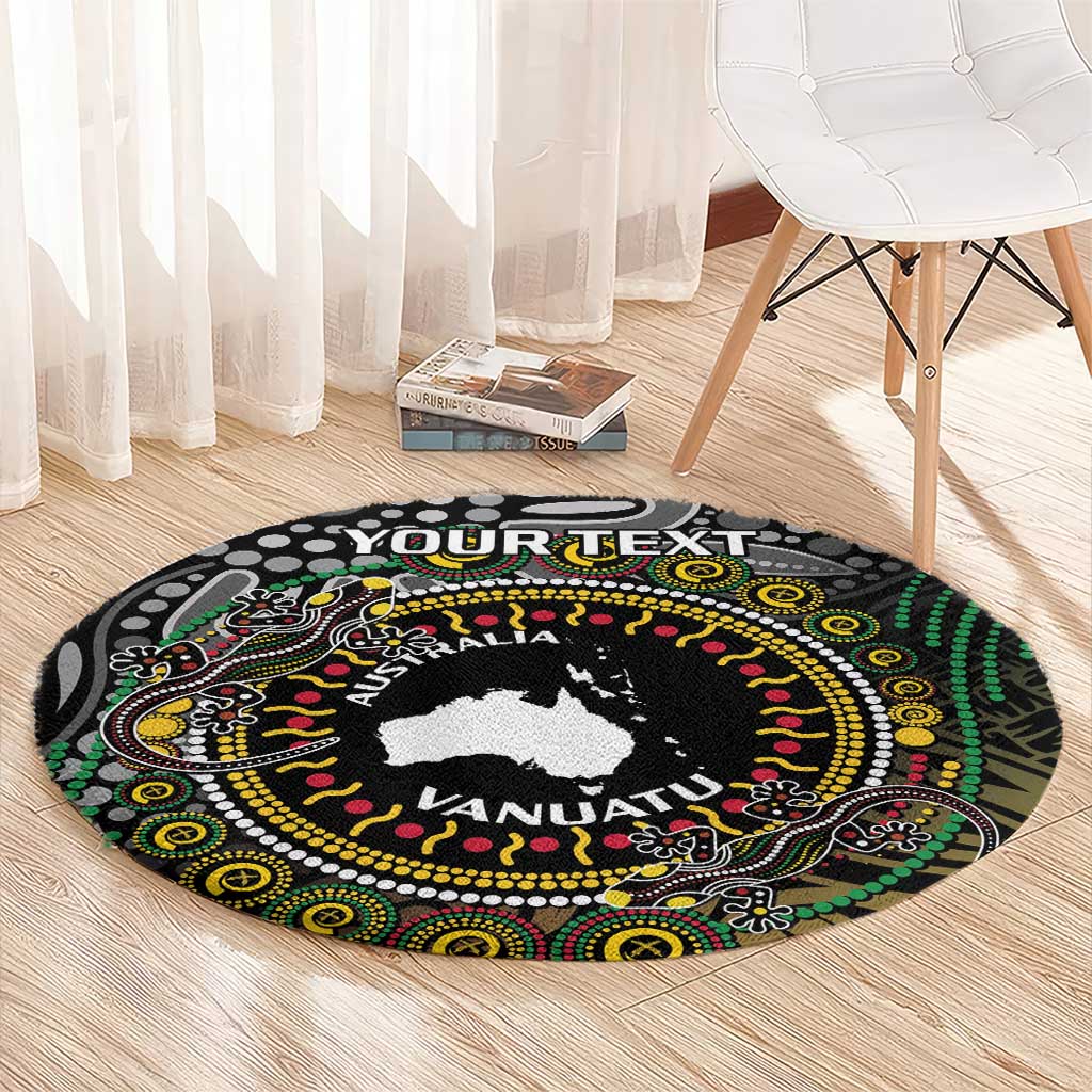 Personalised Australia And Vanuatu Round Carpet Aboriginal Lizard Polynesia Ni-Van Pig Tusk LT14 - Polynesian Pride