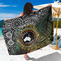 Personalised Australia And Vanuatu Sarong Aboriginal Lizard Polynesia Ni-Van Pig Tusk LT14 One Size 44 x 66 inches Black - Polynesian Pride
