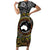 Personalised Australia And Vanuatu Short Sleeve Bodycon Dress Aboriginal Lizard Polynesia Ni-Van Pig Tusk