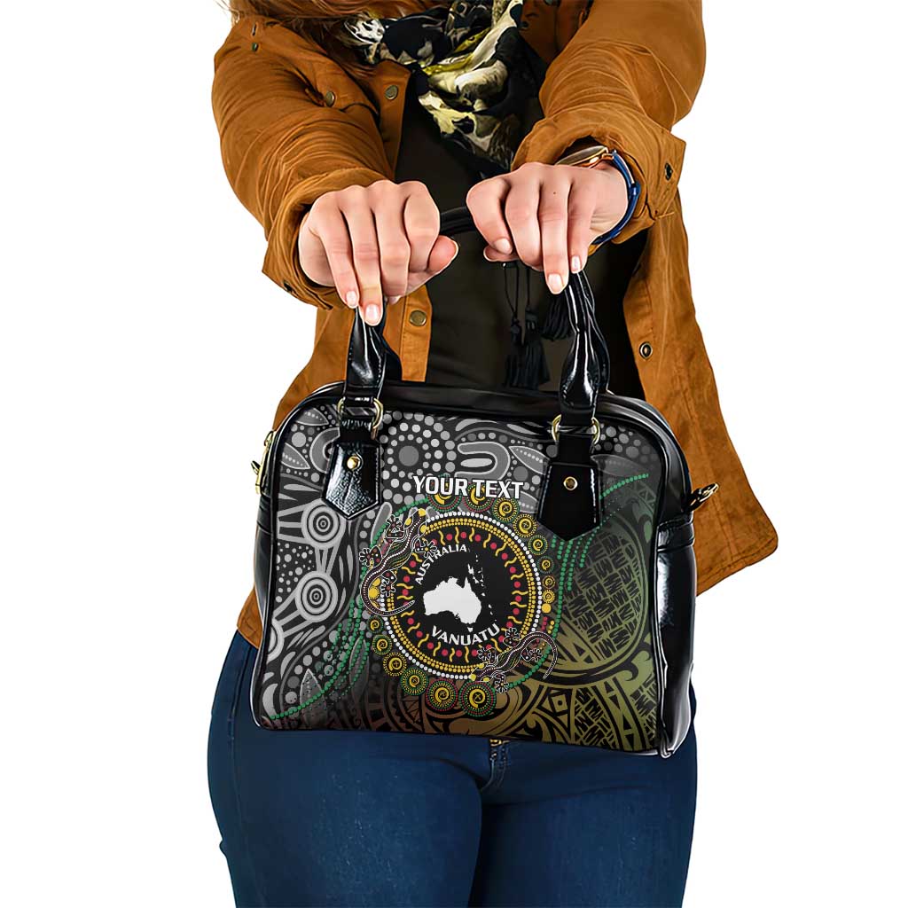 Personalised Australia And Vanuatu Shoulder Handbag Aboriginal Lizard Polynesia Ni-Van Pig Tusk LT14 One Size Black - Polynesian Pride