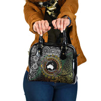Personalised Australia And Vanuatu Shoulder Handbag Aboriginal Lizard Polynesia Ni-Van Pig Tusk LT14 One Size Black - Polynesian Pride