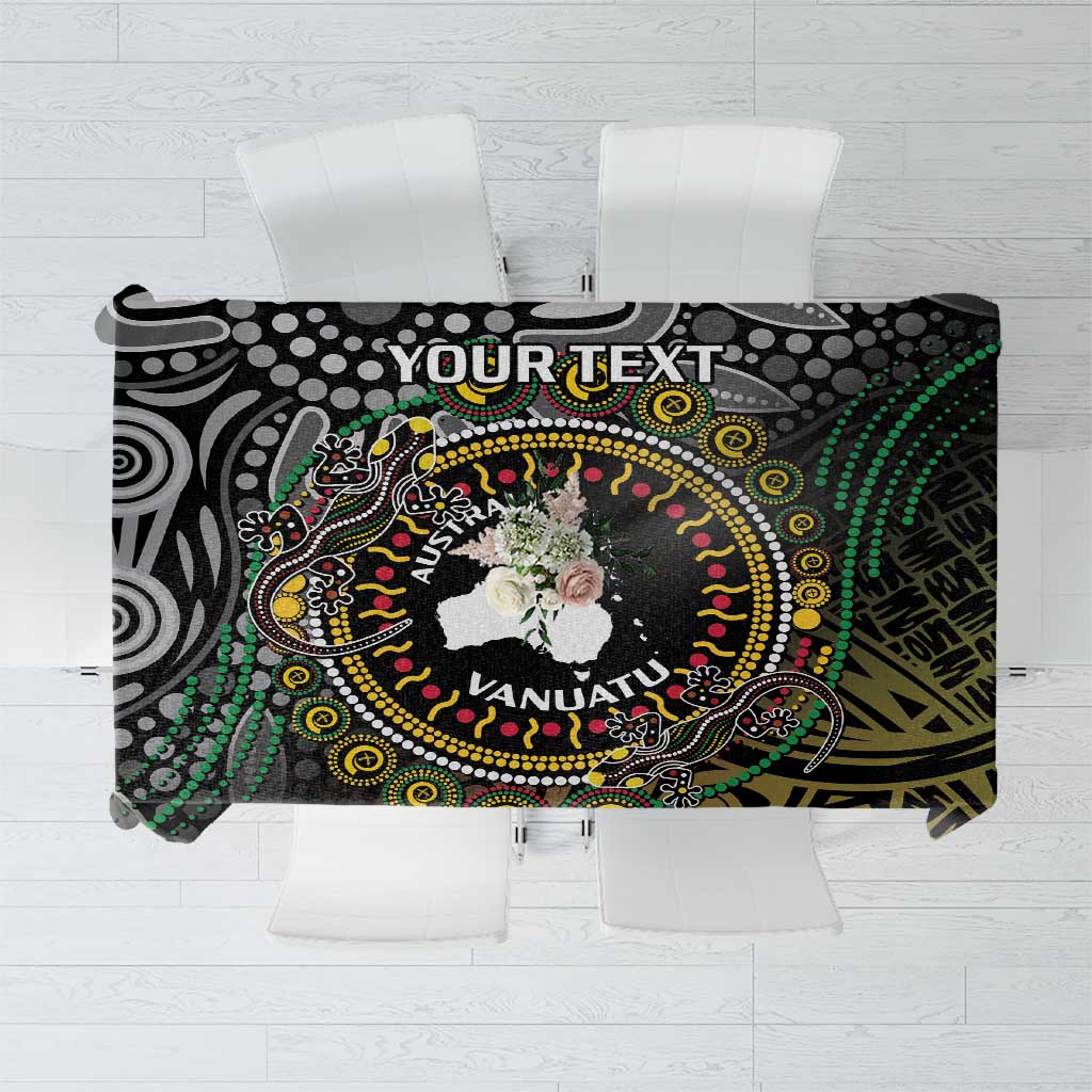 Personalised Australia And Vanuatu Tablecloth Aboriginal Lizard Polynesia Ni-Van Pig Tusk