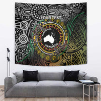 Personalised Australia And Vanuatu Tapestry Aboriginal Lizard Polynesia Ni-Van Pig Tusk LT14 Black - Polynesian Pride