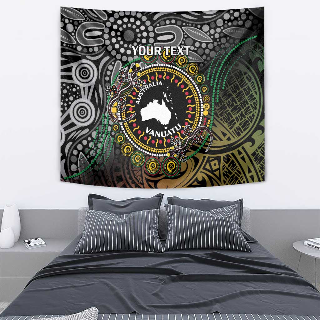 Personalised Australia And Vanuatu Tapestry Aboriginal Lizard Polynesia Ni-Van Pig Tusk LT14 - Polynesian Pride
