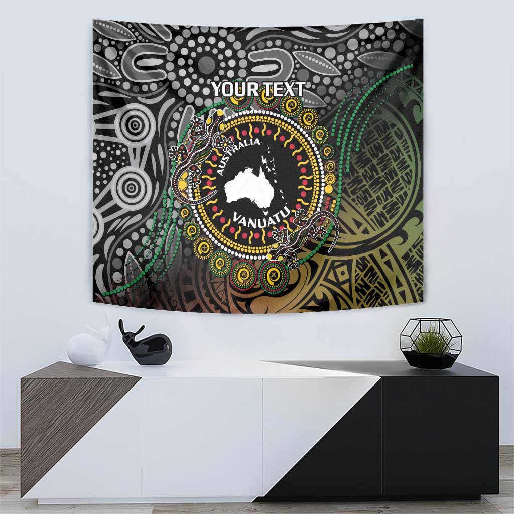 Personalised Australia And Vanuatu Tapestry Aboriginal Lizard Polynesia Ni-Van Pig Tusk LT14 - Polynesian Pride