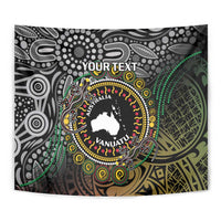 Personalised Australia And Vanuatu Tapestry Aboriginal Lizard Polynesia Ni-Van Pig Tusk LT14 - Polynesian Pride