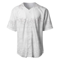 Tokelau White Sunday Baseball Jersey Polynesian Pattern Gardenia Thunbergia LT14 White - Polynesian Pride