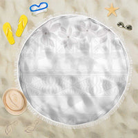 Tokelau White Sunday Beach Blanket Polynesian Pattern Gardenia Thunbergia LT14 One Size 150cm White - Polynesian Pride