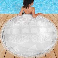 Tokelau White Sunday Beach Blanket Polynesian Pattern Gardenia Thunbergia LT14 - Polynesian Pride