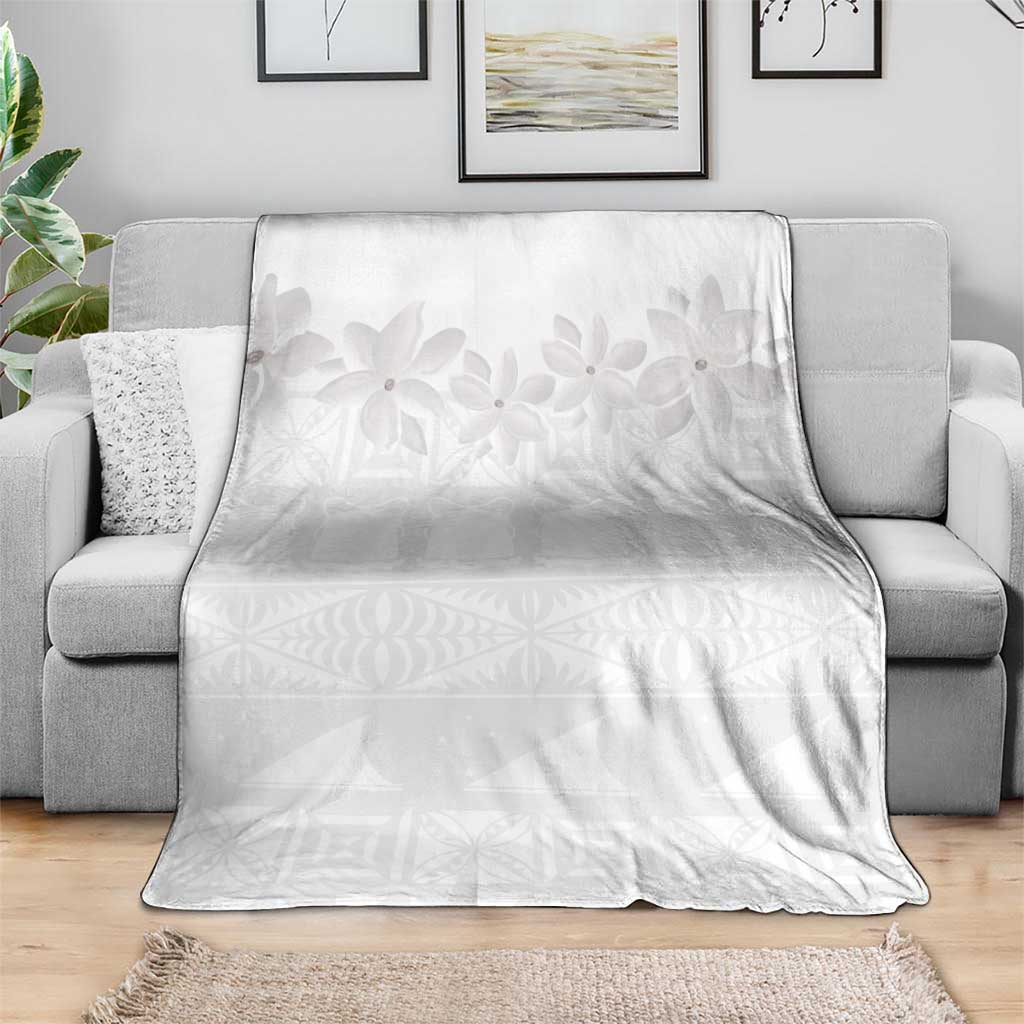 Tokelau White Sunday Blanket Polynesian Pattern Gardenia Thunbergia LT14 - Polynesian Pride