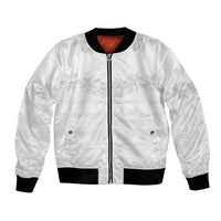 Tokelau White Sunday Bomber Jacket Polynesian Pattern Gardenia Thunbergia LT14 Unisex White - Polynesian Pride