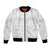 Tokelau White Sunday Bomber Jacket Polynesian Pattern Gardenia Thunbergia