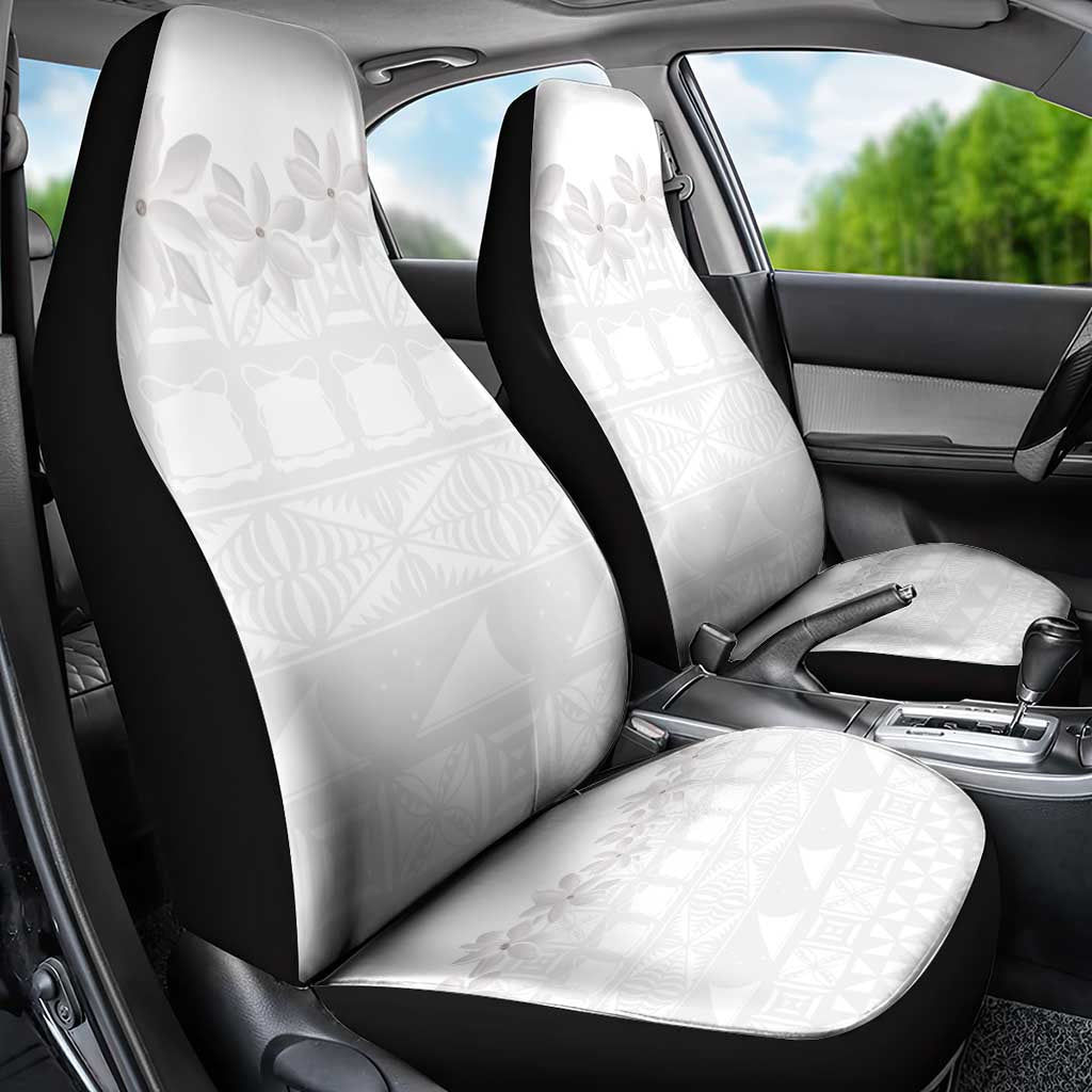 Tokelau White Sunday Car Seat Cover Polynesian Pattern Gardenia Thunbergia LT14 - Polynesian Pride