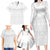 Tokelau White Sunday Family Matching Long Sleeve Bodycon Dress and Hawaiian Shirt Polynesian Pattern Gardenia Thunbergia