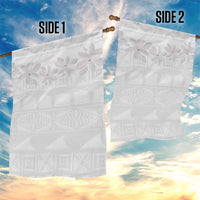 Tokelau White Sunday Garden Flag Polynesian Pattern Gardenia Thunbergia LT14 - Polynesian Pride
