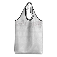 Tokelau White Sunday Grocery Bag Polynesian Pattern Gardenia Thunbergia LT14 - Polynesian Pride