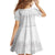 Tokelau White Sunday Kid Short Sleeve Dress Polynesian Pattern Gardenia Thunbergia