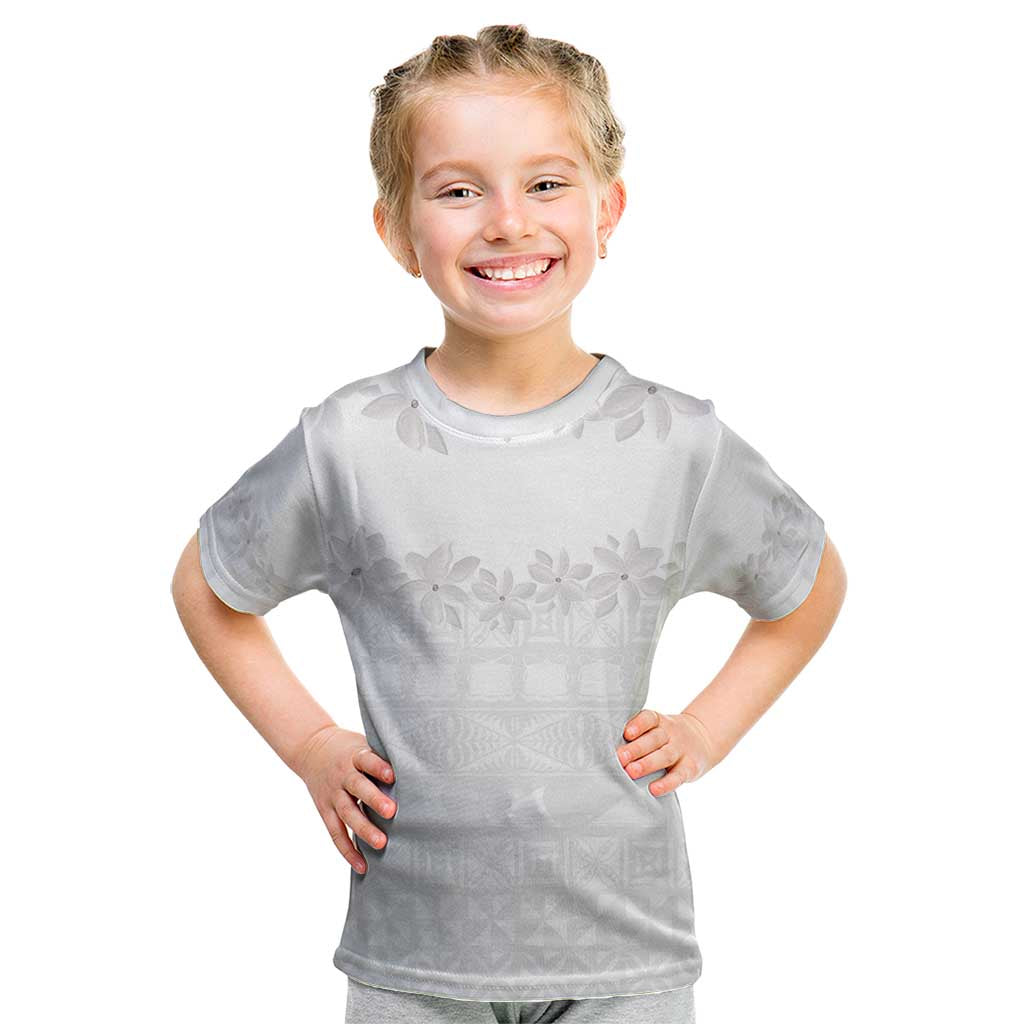 Tokelau White Sunday Kid T Shirt Polynesian Pattern Gardenia Thunbergia LT14 White - Polynesian Pride