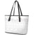 Tokelau White Sunday Leather Tote Bag Polynesian Pattern Gardenia Thunbergia