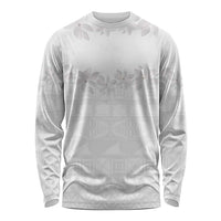 Tokelau White Sunday Long Sleeve Shirt Polynesian Pattern Gardenia Thunbergia LT14 Unisex White - Polynesian Pride