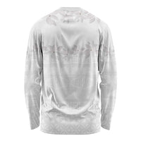 Tokelau White Sunday Long Sleeve Shirt Polynesian Pattern Gardenia Thunbergia LT14 - Polynesian Pride