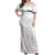 Tokelau White Sunday Off Shoulder Maxi Dress Polynesian Pattern Gardenia Thunbergia