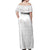 Tokelau White Sunday Off Shoulder Maxi Dress Polynesian Pattern Gardenia Thunbergia