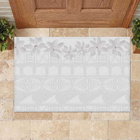 Tokelau White Sunday Rubber Doormat Polynesian Pattern Gardenia Thunbergia LT14 White - Polynesian Pride