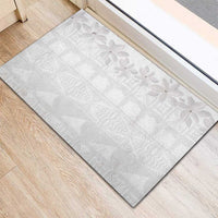 Tokelau White Sunday Rubber Doormat Polynesian Pattern Gardenia Thunbergia LT14 - Polynesian Pride