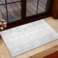 Tokelau White Sunday Rubber Doormat Polynesian Pattern Gardenia Thunbergia LT14 - Polynesian Pride