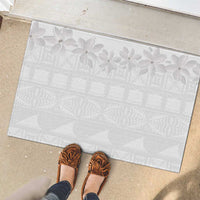 Tokelau White Sunday Rubber Doormat Polynesian Pattern Gardenia Thunbergia LT14 - Polynesian Pride