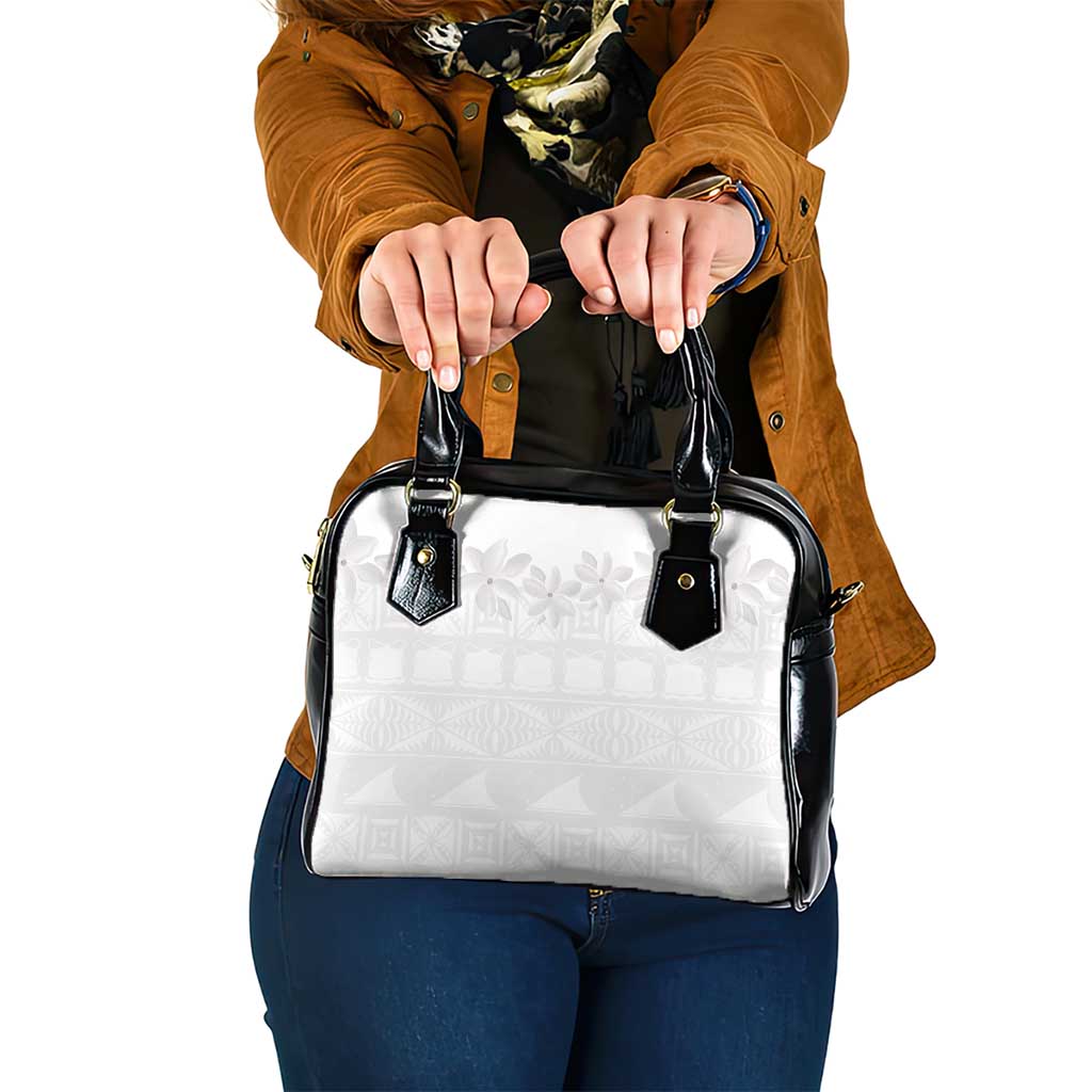Tokelau White Sunday Shoulder Handbag Polynesian Pattern Gardenia Thunbergia LT14 One Size White - Polynesian Pride