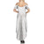 Tokelau White Sunday Summer Maxi Dress Polynesian Pattern Gardenia Thunbergia