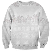 Tokelau White Sunday Sweatshirt Polynesian Pattern Gardenia Thunbergia LT14 Unisex White - Polynesian Pride