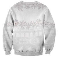 Tokelau White Sunday Sweatshirt Polynesian Pattern Gardenia Thunbergia LT14 - Polynesian Pride