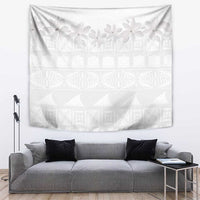 Tokelau White Sunday Tapestry Polynesian Pattern Gardenia Thunbergia LT14 White - Polynesian Pride