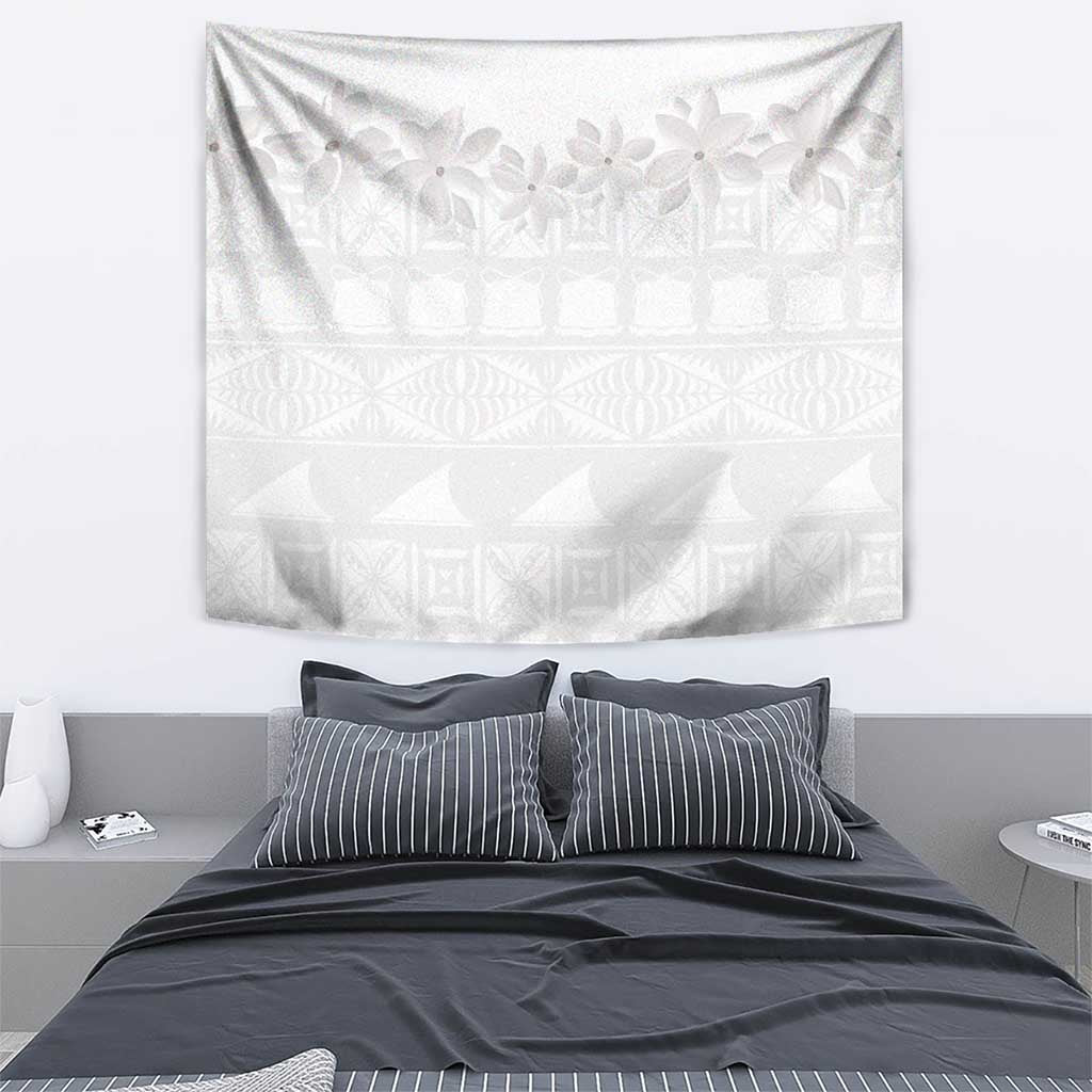 Tokelau White Sunday Tapestry Polynesian Pattern Gardenia Thunbergia LT14 - Polynesian Pride