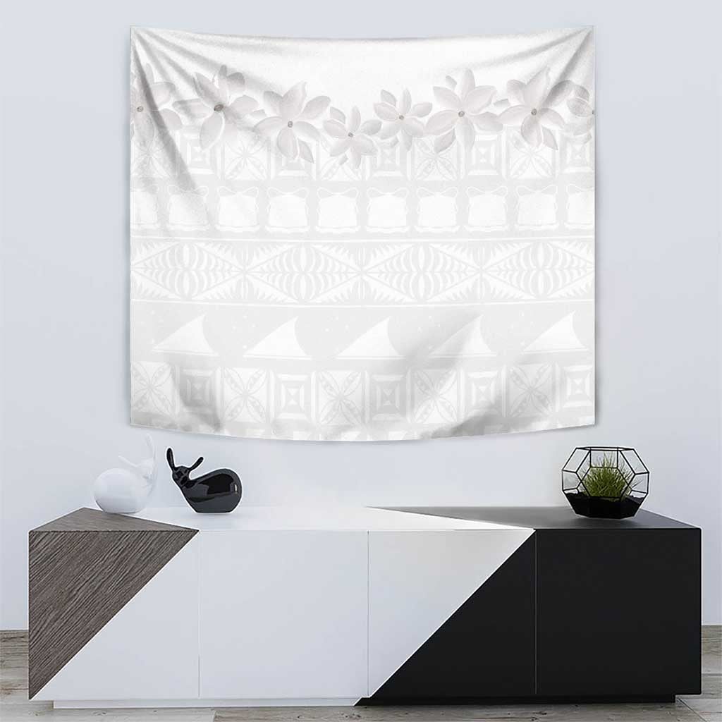 Tokelau White Sunday Tapestry Polynesian Pattern Gardenia Thunbergia LT14 - Polynesian Pride