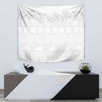 Tokelau White Sunday Tapestry Polynesian Pattern Gardenia Thunbergia LT14 - Polynesian Pride