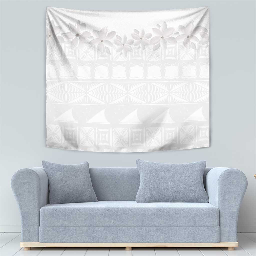 Tokelau White Sunday Tapestry Polynesian Pattern Gardenia Thunbergia LT14 - Polynesian Pride