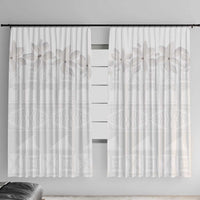 Tokelau White Sunday Window Curtain Polynesian Pattern Gardenia Thunbergia LT14 With Hooks White - Polynesian Pride