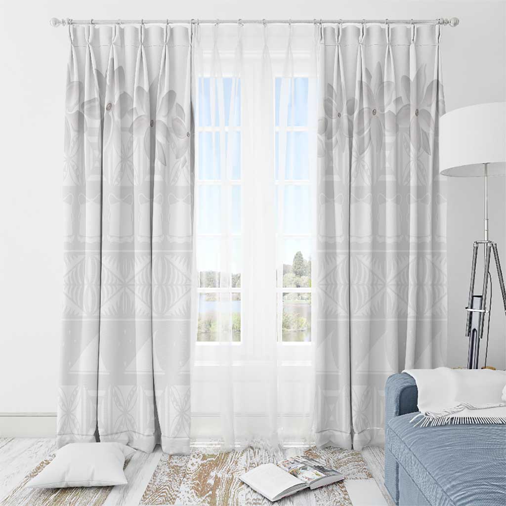 Tokelau White Sunday Window Curtain Polynesian Pattern Gardenia Thunbergia LT14 - Polynesian Pride