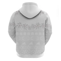 Tokelau White Sunday Zip Hoodie Polynesian Pattern Gardenia Thunbergia LT14 - Polynesian Pride